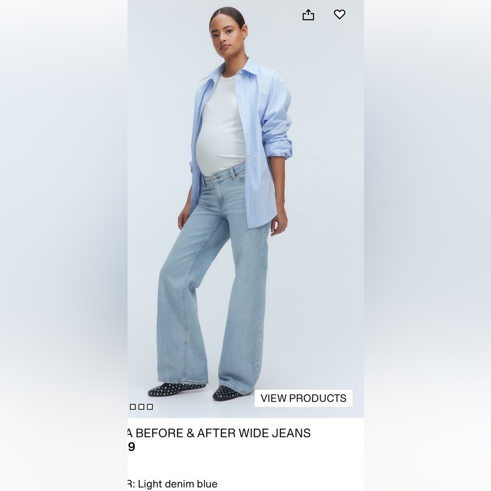 H&M Light Blue Wide Leg Jeans Maternity jeans